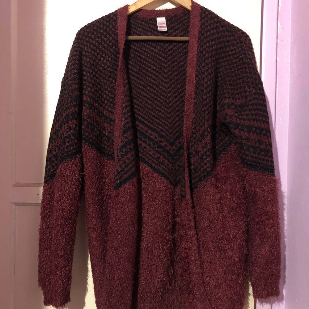 Warm Cozy Burgundy Cardigan
